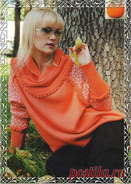 Свитер с отделкой «змейкой» » Школа машинного вязания