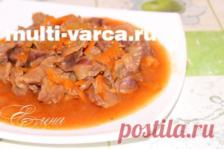 Тушеные куриные желудки в мультиварке