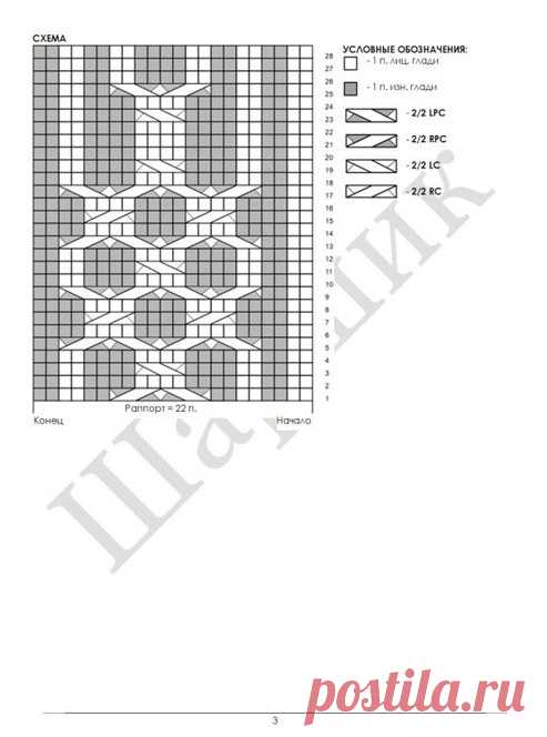Модная шапка спицами с красивыми аранами «Snowtracks Cap»