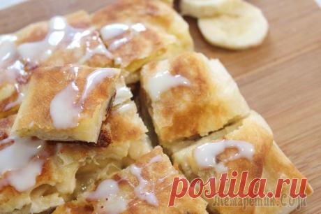 Конвертики из лаваша с бананом и сгущенкой.