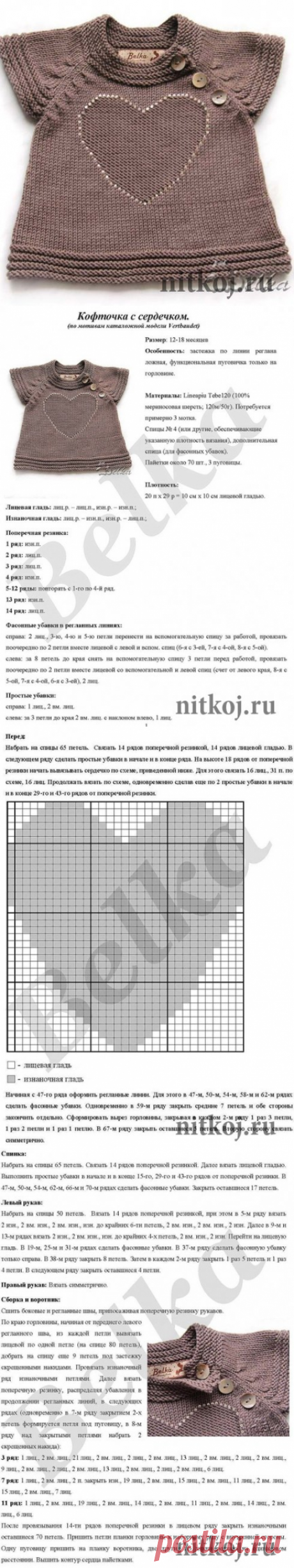 Детская кофточка спицами » Ниткой - вязаные вещи для вашего дома, вязание крючком, вязание спицами, схемы вязания