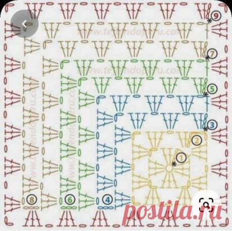 Схема мотива и идеи для пледов. Крючок.