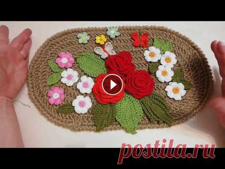 Красивое пано и цветы связанные крючком Мастер-класс...