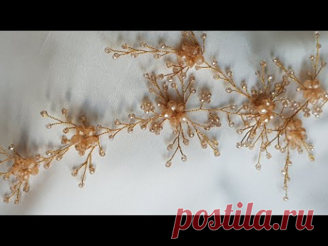 Kristal Boncuklu Gelin Tacı Yapımı - DIY Beaded Bridal Hairvine