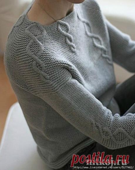 Вязаный джемпер сверху регланом