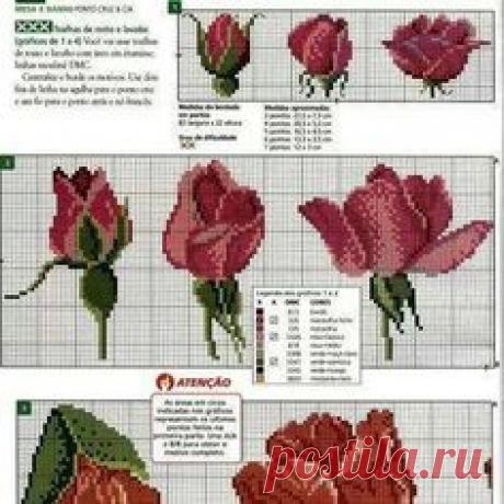 Схема роз для вышивки крестиком бисером