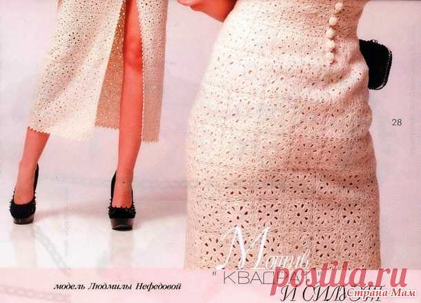 Квадрат и силуэт. Стильное белое платье. - Все в ажуре... (вязание крючком) - Страна Мам