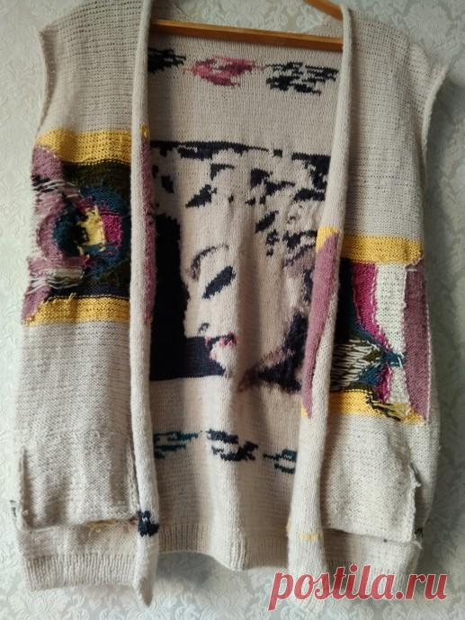 Продолжение работы над кардиганом и кардиган,связаный давно,вдохновленный мотивами.