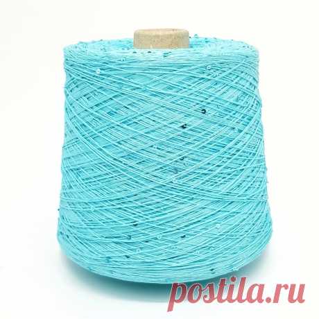 Пряжа бобинная PAIL 320/100 гр 100% хлопок, цвет бирюзовый с пайетками, Италия