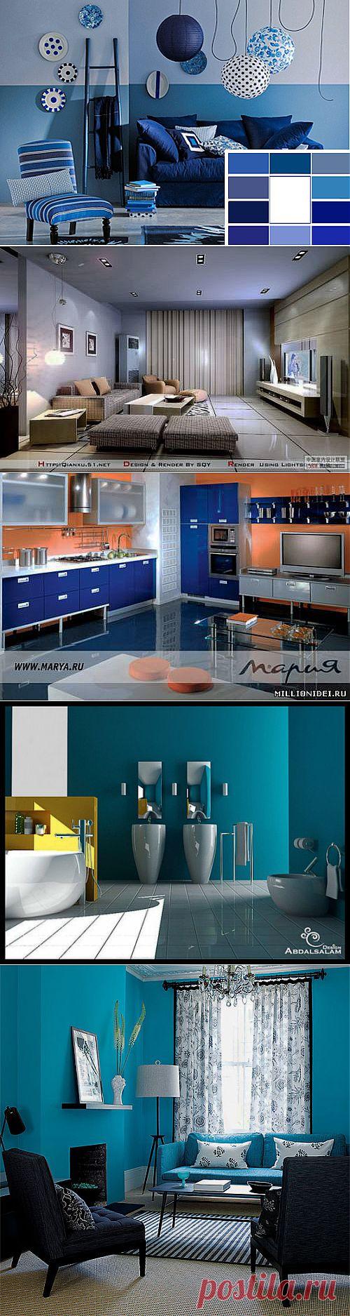 Синий цвет в интерьере | Школа Ремонта