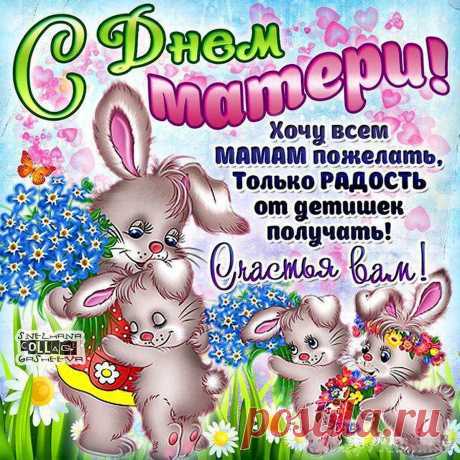 С днем матери я поздравляю,
Тепла и счастья пожелаю,
Много сил и доброты,
Как цветок всегда цвети.