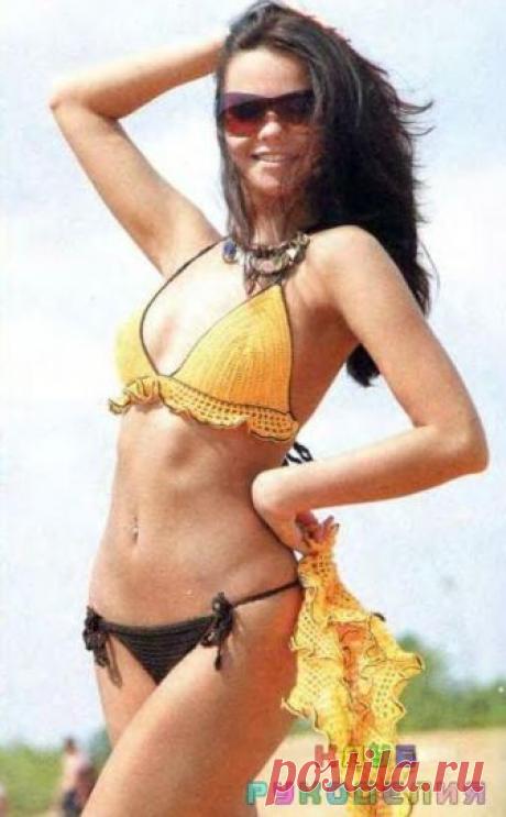 Желто-коричневый купальник и мини-парео - Клуб рукоделия