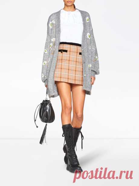 ShopMiu Miu floral embroidered oversized cardigan with Express Delivery - Farfetch