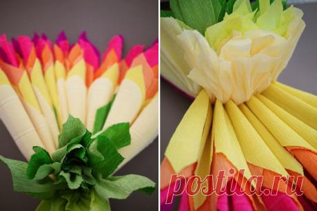 Красивые цветы из бумаги гофре — Рукоделие