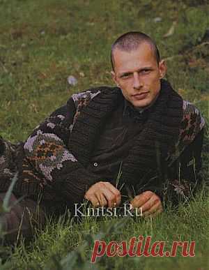 Жакет с жаккардовым узором. Вязание для мужчин / Пуловеры / Спицами