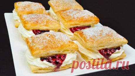 Вы будете делать это ежедневно! Быстрый десерт из слоеного теста и вишни | Appetitno.TV | Дзен