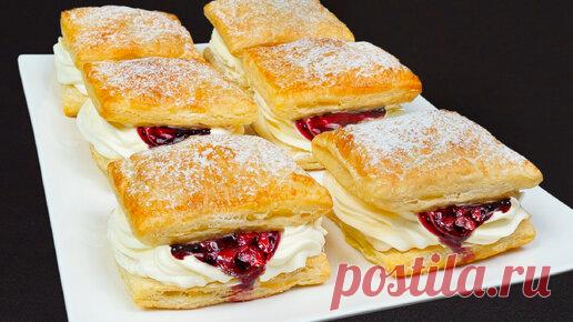 Вы будете делать это ежедневно! Быстрый десерт из слоеного теста и вишни | Appetitno.TV | Дзен