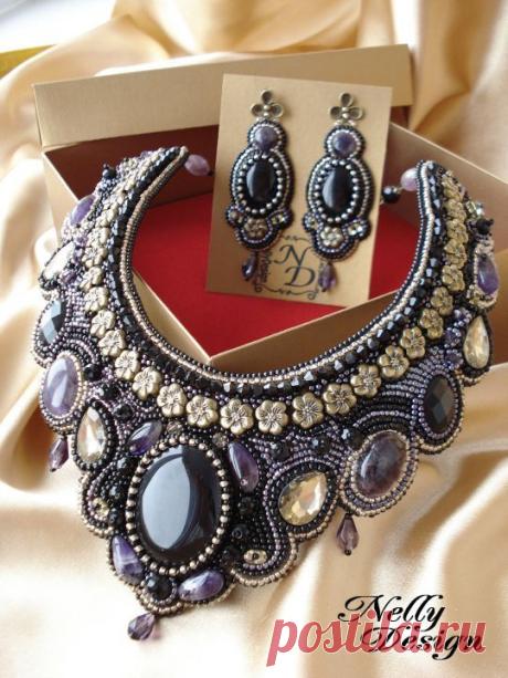 „NIGHT GLOW” – Set colier şi cercei - VANDUT | Beaded
