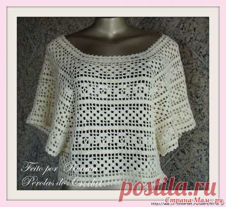 Блузка в филейной технике. - ВЯЗАНАЯ МОДА+ ДЛЯ НЕМОДЕЛЬНЫХ ДАМ - Страна Мам