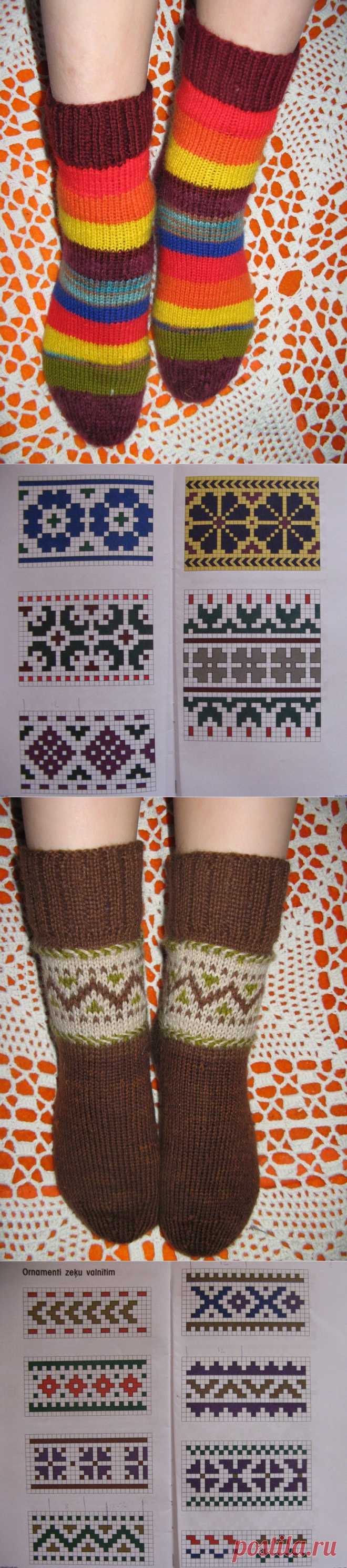 Носки. Схемы жаккардовых узоров и идеи