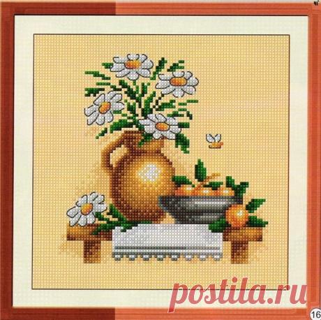 Вышивка крестом Ваза с цветами .Простая схема для вышивки крестом |