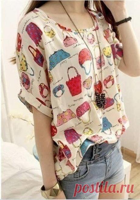 Блуза с японским рукавом. Выкройки 36-52.