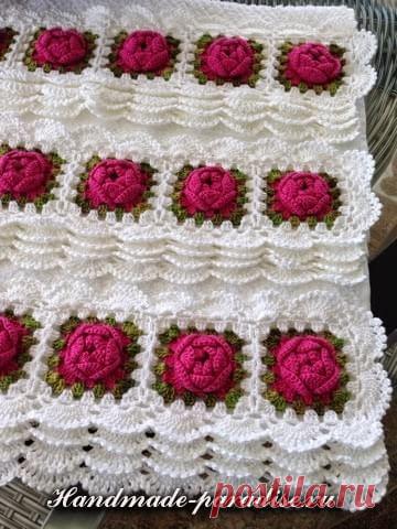 Кружевная кайма с розочками крючком - Handmade-Paradise