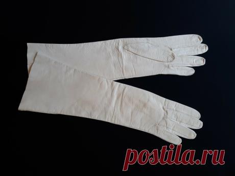 Vintage White Kid Leather Women's Elbow Length Gloves size 7 made in Germany | eBay