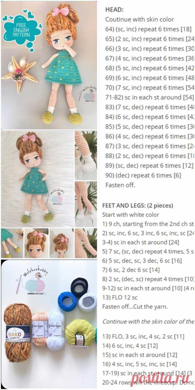 Amigurumi Mina Doll Free Crochet Pattern - Crochet.msa.plus