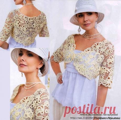 Charmant! Болеро крючком в ирландской технике