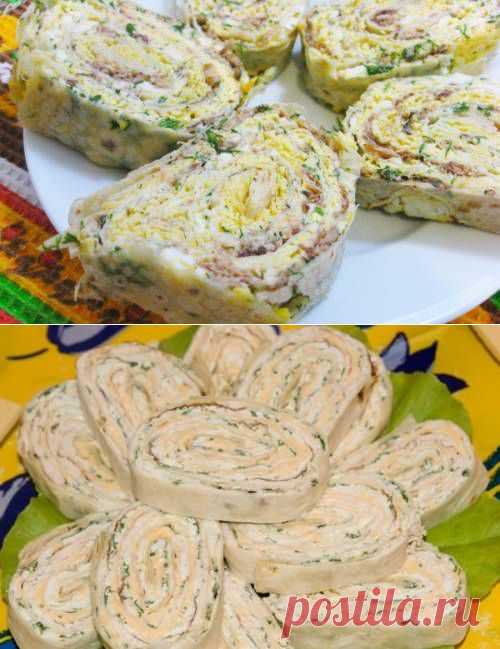 Рецепт праздничной закуски из лаваша с печенью трески / Простые рецепты