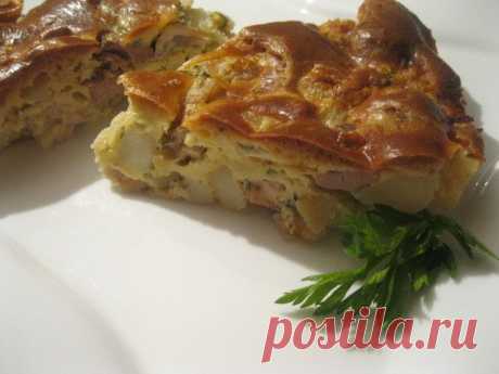 Заливной пирог с курицей и картофелем