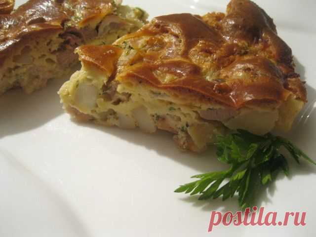 Заливной пирог с курицей и картофелем