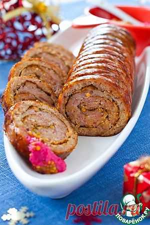 Праздничный мясной рулет - кулинарный рецепт