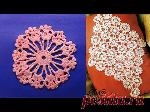 Салфетка из круглых мотивов крючком. МК.