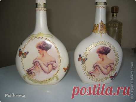 Завершение бутылочной серии и завершение декора декопатчем | Страна Мастеров