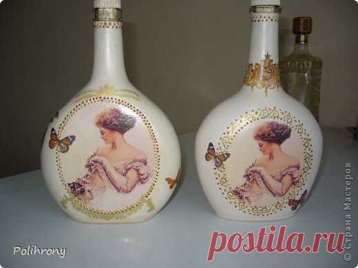 Завершение бутылочной серии и завершение декора декопатчем | Страна Мастеров