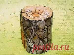 Парафиновая свеча ручной работы "Сосновая полешка" - Ярмарка Мастеров - ручная работа, handmade