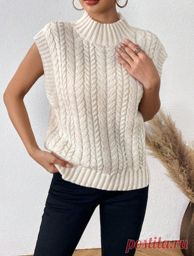 Безрукавка с широкими и узкими жгутами (схема узора)