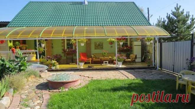 Веранда к дому из поликарбоната.
