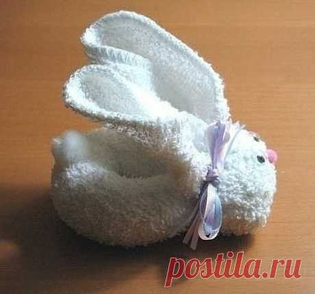 ​Делаем кролика из полотенца