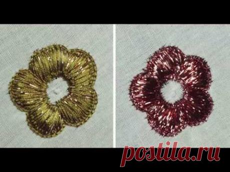 Flat Metallic Badla Zari Hand Embroidery Work Part -2 - YouTube