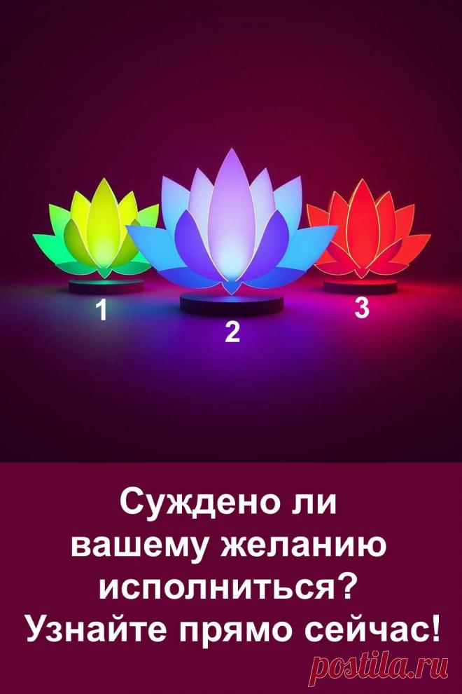 Сияющие лотосы скрывают в себе тонкое предсказание о том, как развивается ваше желание и насколько близок момент его исполнения. Этот спокойный визуальный тест создаёт ощущение внутренней ясности и помогает почувствовать состояние энергии вокруг важного намерения. Символы подсказывают, движется ли процесс мягко, уверенно или требует решительности. Атмосфера теста помогает понять, в какую сторону направляется ваша мечта.