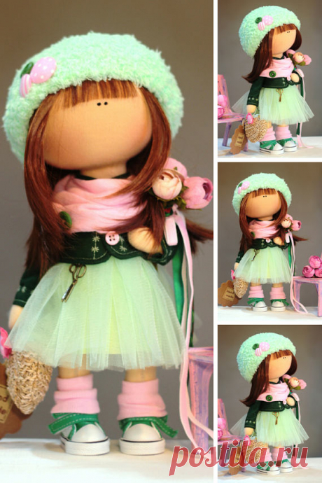 Muñecas Rag Doll Fabric Doll Teen Doll Handmade Doll Green
