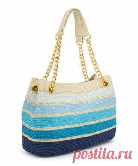 (6) Another great find on #zulily! Cool-Tone Stripe Straw Chain Tote #zulilyfinds | crochet bag