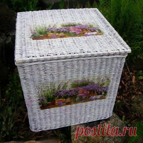 Koš s víkem (levandule) od Jana Čížková - Bytové doplňky z papíru - Česká tvorba