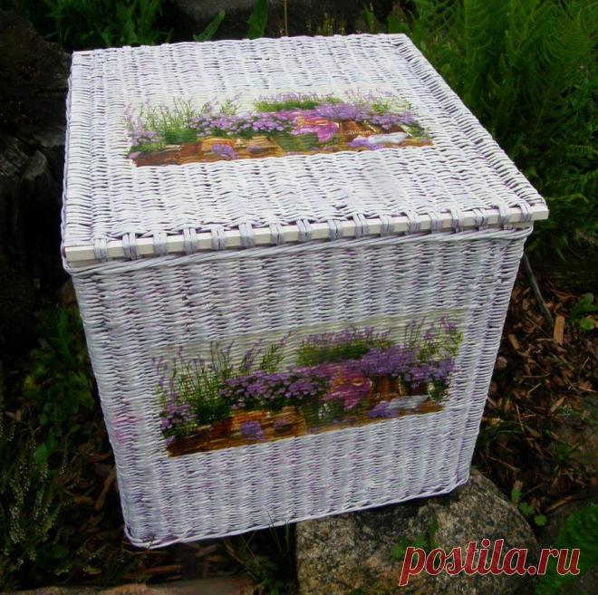 Koš s víkem (levandule) od Jana Čížková - Bytové doplňky z papíru - Česká tvorba