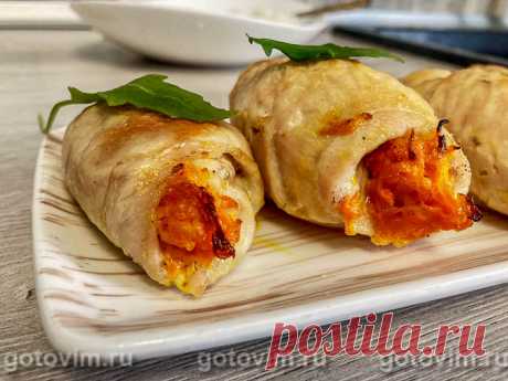 Рулетики из куриного филе с сыром и морковью.