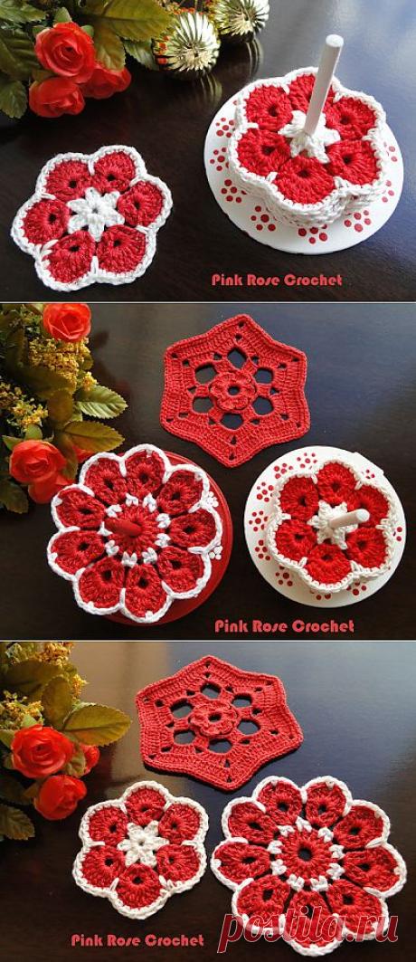 \ PINK ROSE CROCHET /: Centrinho Violeta Africana - Crochet Coasters