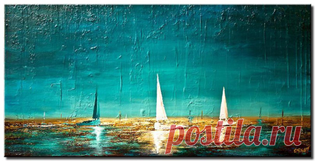 Abstract and Modern Paintings - Osnat Fine Art Painting: Meeting at the Horizon